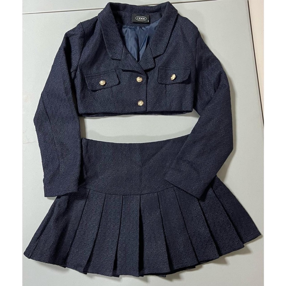 Navy ‘Lady Blue’ Blazer Jacket and Mini Skirt Skort Coords Matching Set Size S🧸